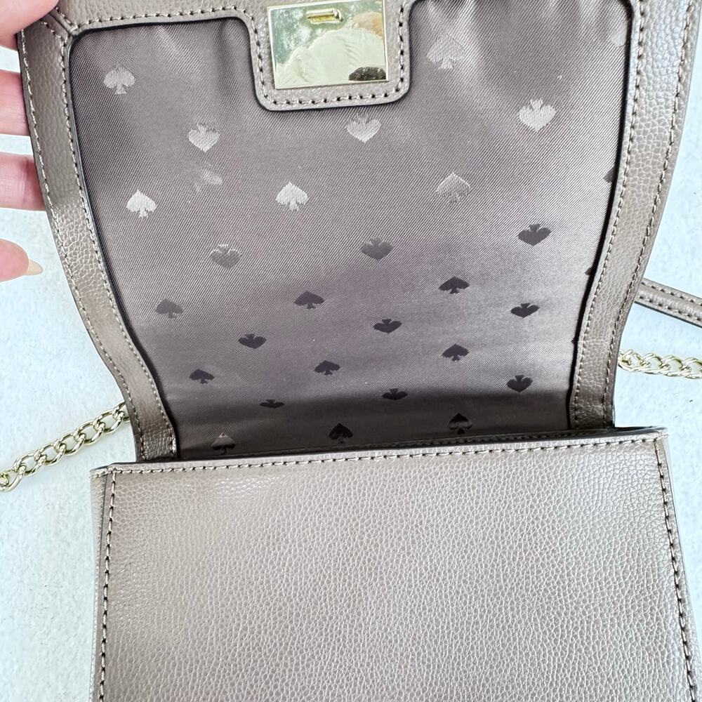 Kate Spade New York Leather Mini Crossbody Top Handle Mauve Small Chain Strap XS - Picture 8 of 12
